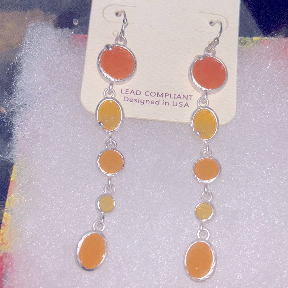 Bohemian Hippie Orange and Yellow Rhinestone earrings